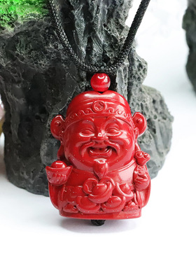 朱砂吊坠紫金砂财源滚滚财神爷挂坠项链复古男女士项链挂件饰品