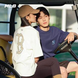 MLB短袖大LOGO老花男女宽松2024夏季新款运动NY刺绣T恤休闲潮流