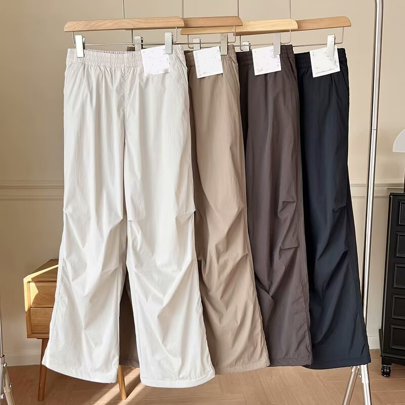 日单U+女装秋冬加绒保暖宽松工装裤降落伞裤宽松直筒阔腿裤长裤