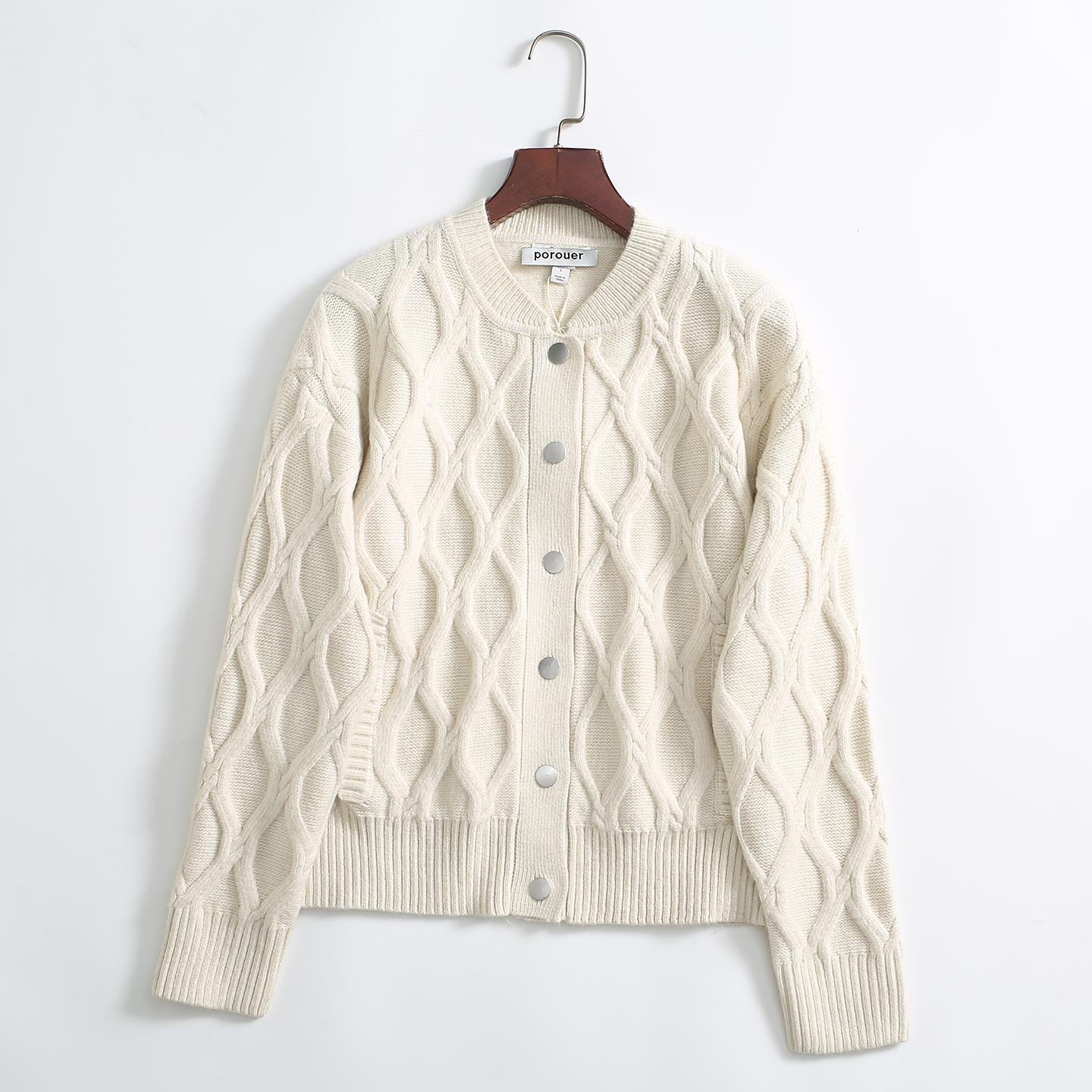 英国单~DP39.5英镑!经典简约宽松针织开衫软糯麻花毛衣外套女