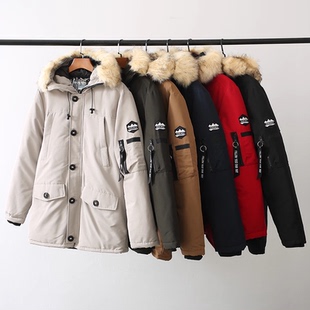 北美重磅 抗寒-20℃户外防风防水连帽中长款加厚保暖派克服棉衣男
