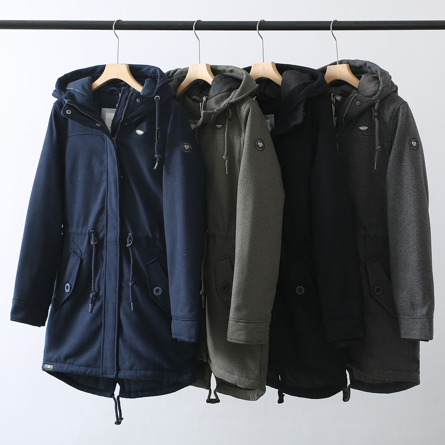 欧美单！秋冬加厚保暖连帽抽绳收腰显瘦中长款棉衣棉服外套女新