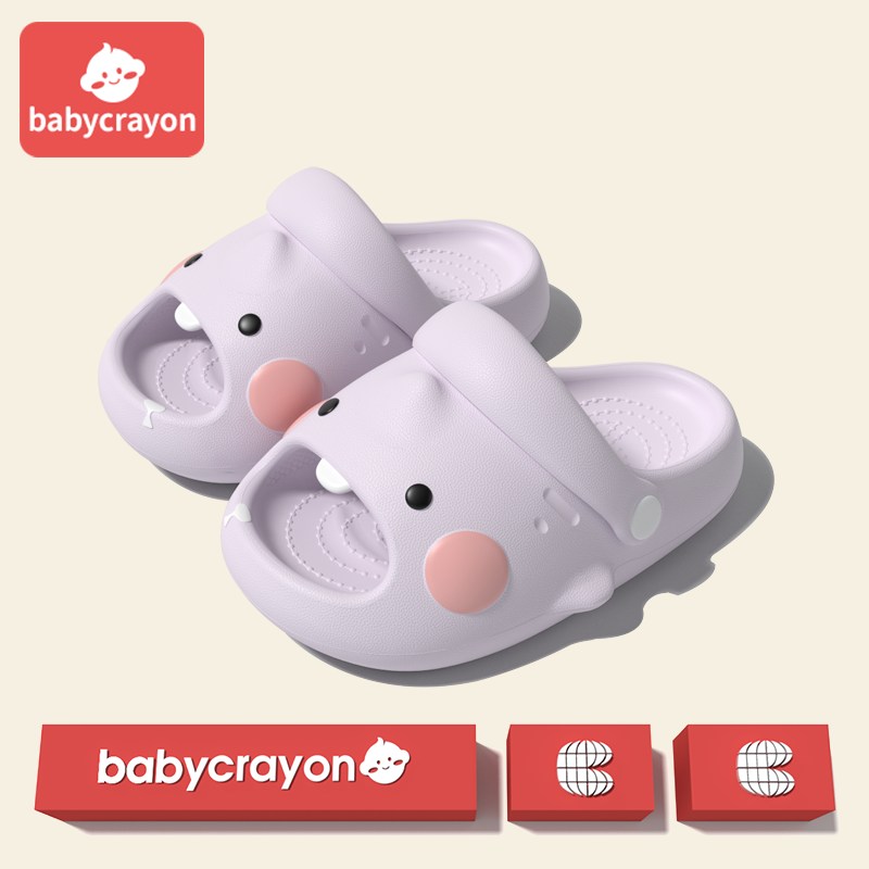 babycrayon儿童拖鞋女童萌牙鲨