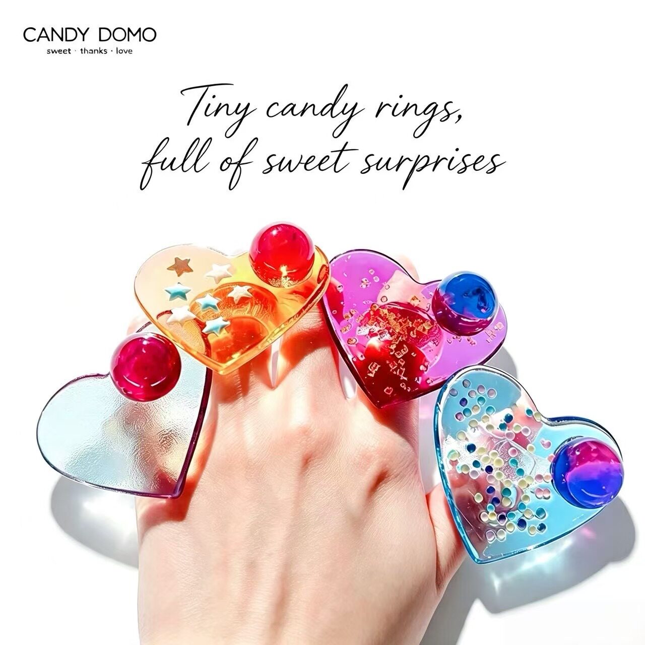 CANDYDOMO手工创意爱心戒指糖高颜值水果味糖果趣味童心礼物零食
