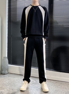 秋冬时尚套装男帅气搭配一套衣服华棉休闲卫衣长裤潮牌运动两件套