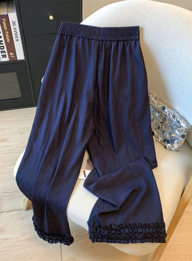 天丝阔腿裤女夏季2026新款薄款凉感高腰显瘦九分小个子直筒休闲裤