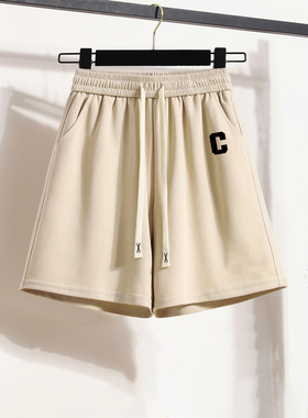 纯棉休闲运动短裤女夏季2025新款宽松显瘦直筒中裤阔腿裤五分裤子