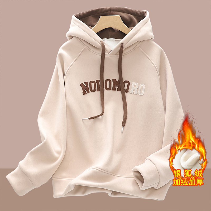 纯棉连帽卫衣女秋冬季2025新款加绒加厚宽松美式懒惰风帽衫春秋潮