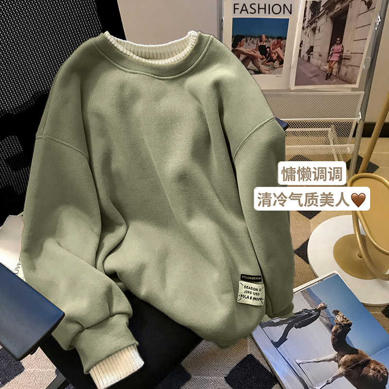 纯棉宽松假两件卫衣女春秋薄款