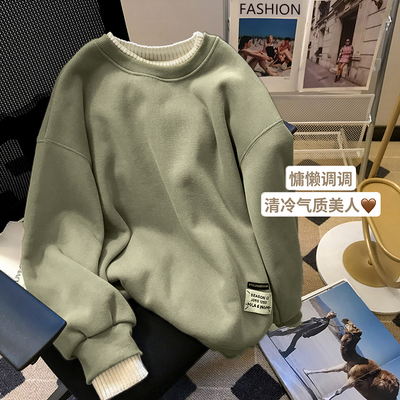 纯棉宽松假两件卫衣女春秋薄款