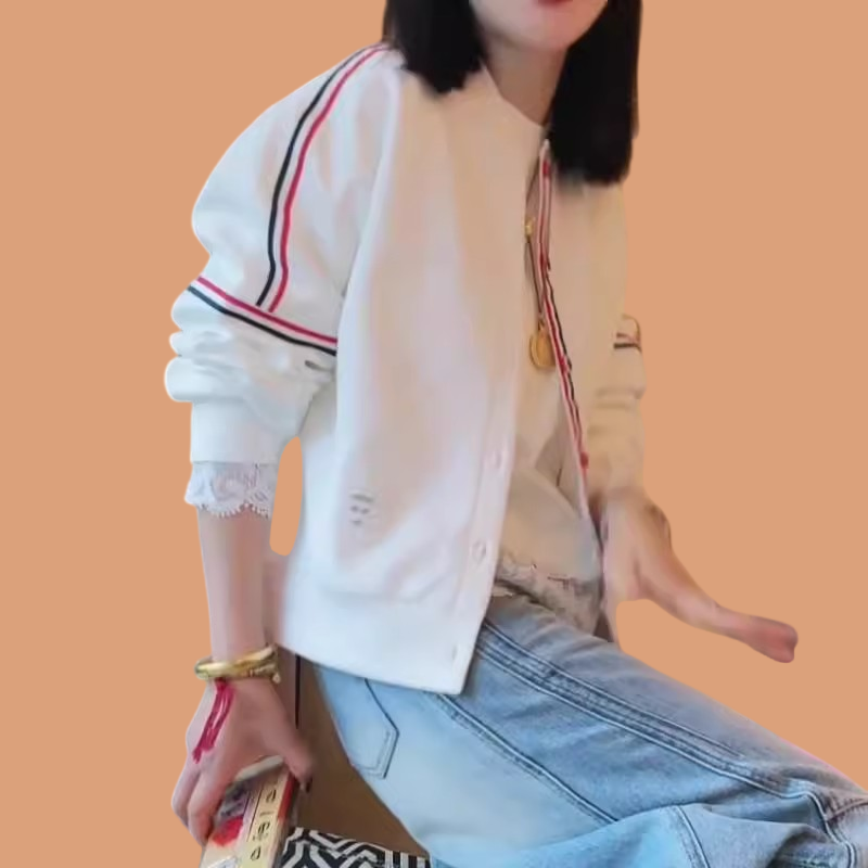 短外套女秋季2026新款级感双杠拼接洋气减龄白色棒球服夹克上衣潮