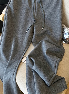 美式运动卫裤女秋冬季2026新款高腰宽松垂感休闲窄版微喇阔腿裤子