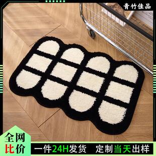 简约风家居浴室防滑簇绒地垫浴室卫生间门口吸水脚垫入户门垫