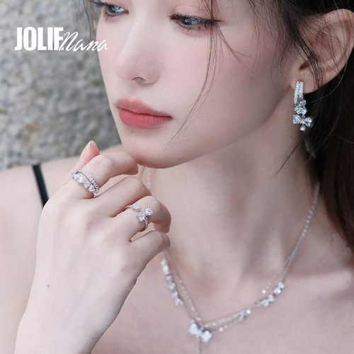 JOLIENANA白朗姆蝴蝶结项链耳环戒指