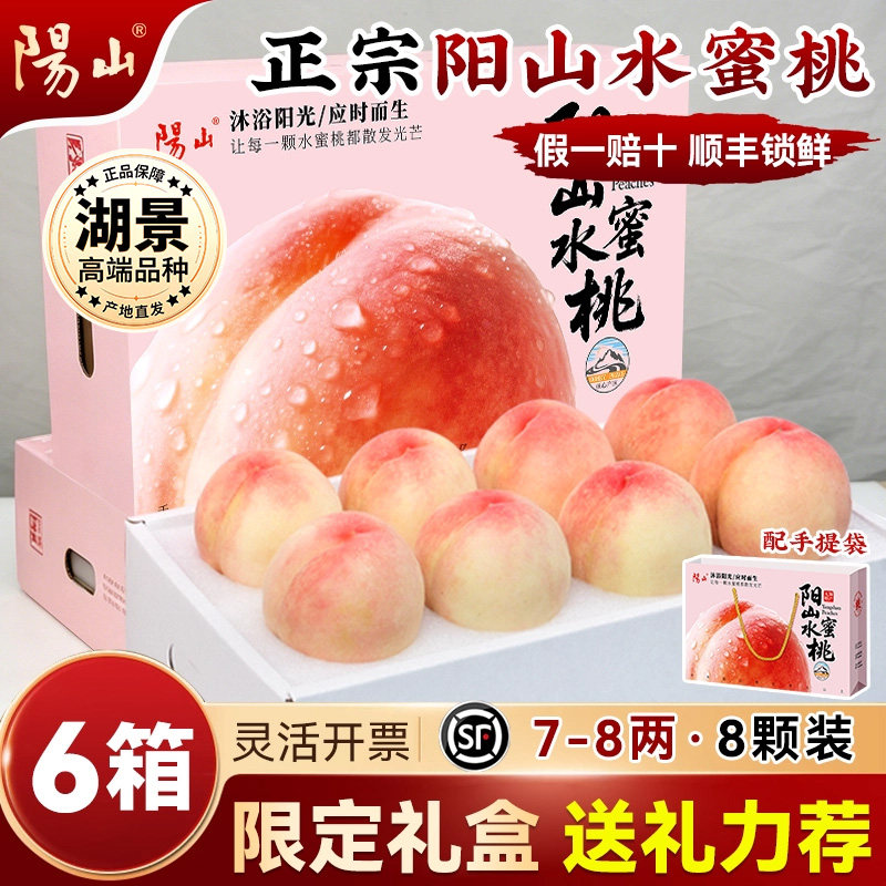 【6箱限定礼盒】7-8两8枚 正宗无锡阳山水蜜桃子新鲜水果应季湖景