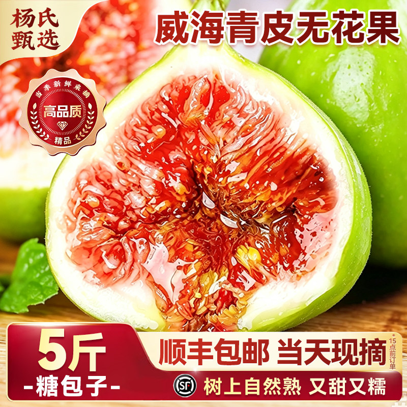 顺丰威海青皮无花果5斤新鲜当季现摘水果山东糖包子绿皮大果整箱