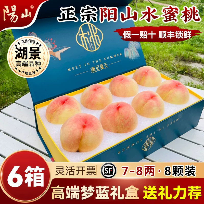 【6箱梦蓝礼盒7-8两8枚】 正宗无锡阳山水蜜桃子新鲜水果应季湖景