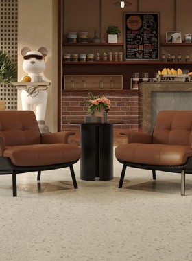 DAIKI休闲扶手椅单人沙发椅酒店会所设计师款咖啡厅洽谈接待桌椅