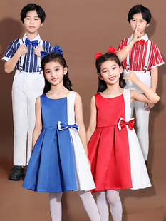六一儿童大合唱团演出服中国风小学生红歌朗诵读演讲比赛表演服装