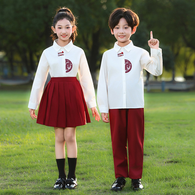 儿童合唱演出服幼儿园毕业班服中国风长袖衬衫小学生朗诵表演服装