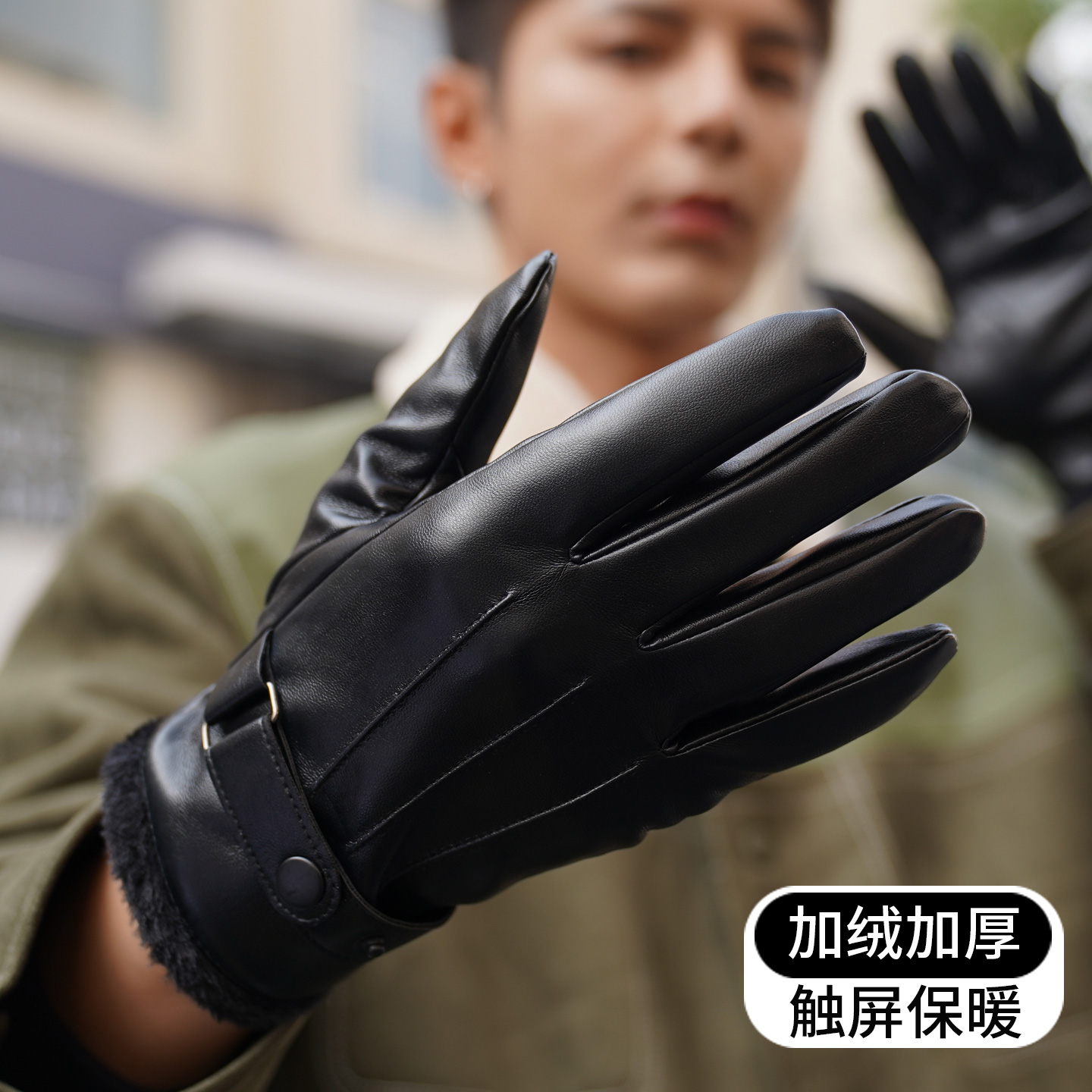 SJK手套男冬季保暖加绒加厚开车骑车防风防寒发热摩托触屏手套女