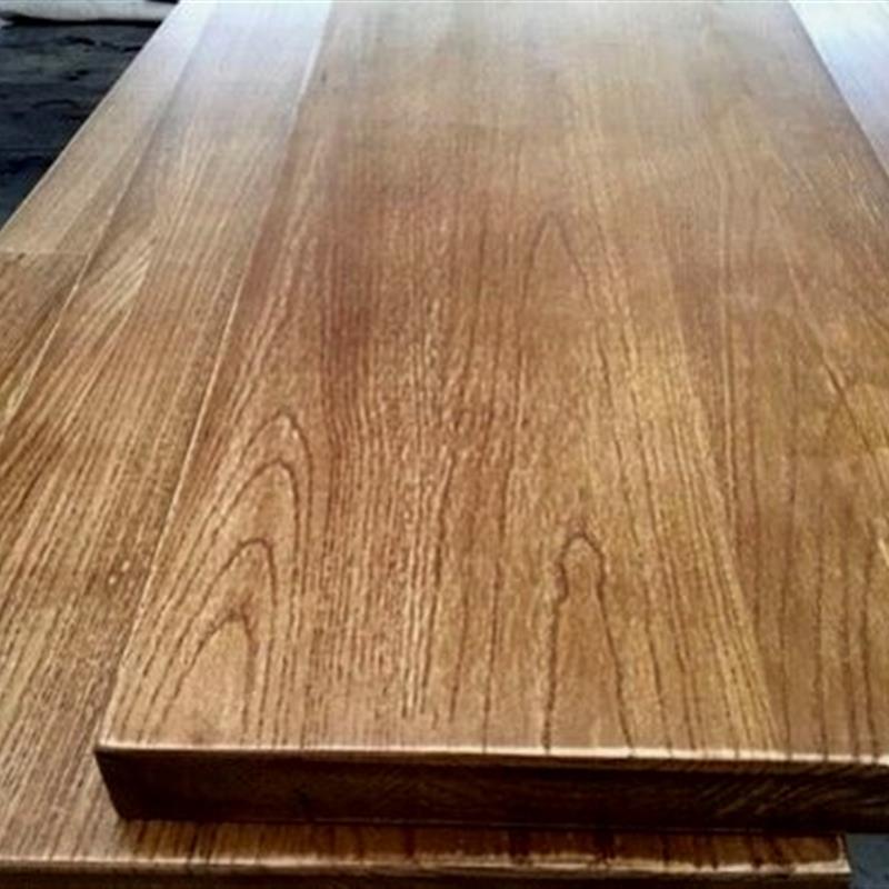 定制松木榆木办公桌实木餐桌面大板原木吧台板一字隔板置物架定做