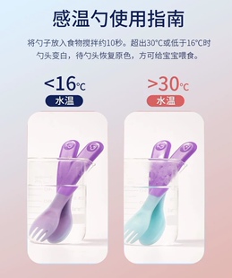 美国munchkin满趣健感温勺叉麦肯齐辅食硅胶勺防烫变色训练进食勺