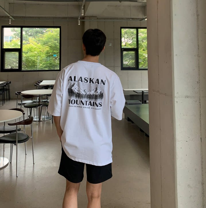 1005-2-T613-P35夏季港风男士印花圆领短袖T恤宽松打底衫潮流,男装T恤,星座1005-2