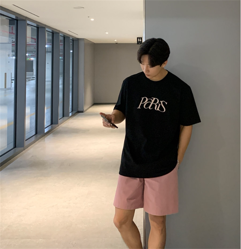 1005-2-T919-P35夏季港风男士韩版宽松圆领印花上衣短袖T恤,男装T恤,星座1005-2