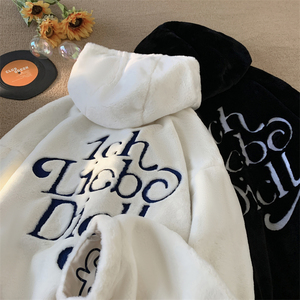 1005-2-LMF102-P135 冬季港风男士两面穿连帽棉服情侣毛绒绒外套,男装棉衣,星座1005-2