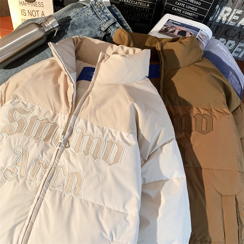 1005-2-LMF060-P128冬季港风男士拼色宽松加厚棉服男女情侣上衣,男装棉衣,星座1005-2