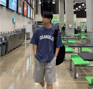 1005-2-T9112-P35 夏季韩版港风男士宽松圆领休闲上衣短袖T恤图片