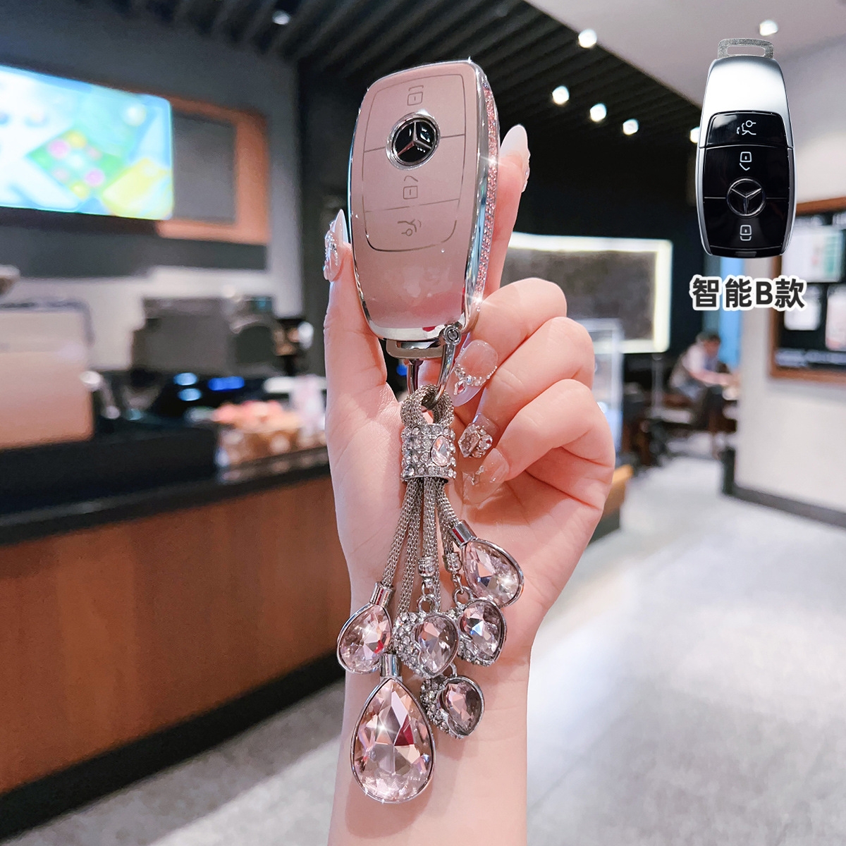 奔驰GLC300L钥匙套GLK高档GLB220汽车GLA200包GLE400壳GLS450扣女