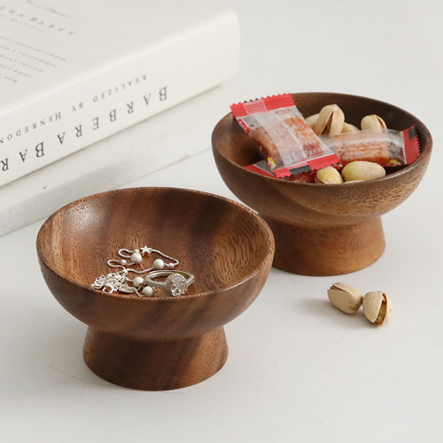 胡桃木实木果盘茶点摆放盘复古中式木碟木碗零食托盘点心盘收纳盘