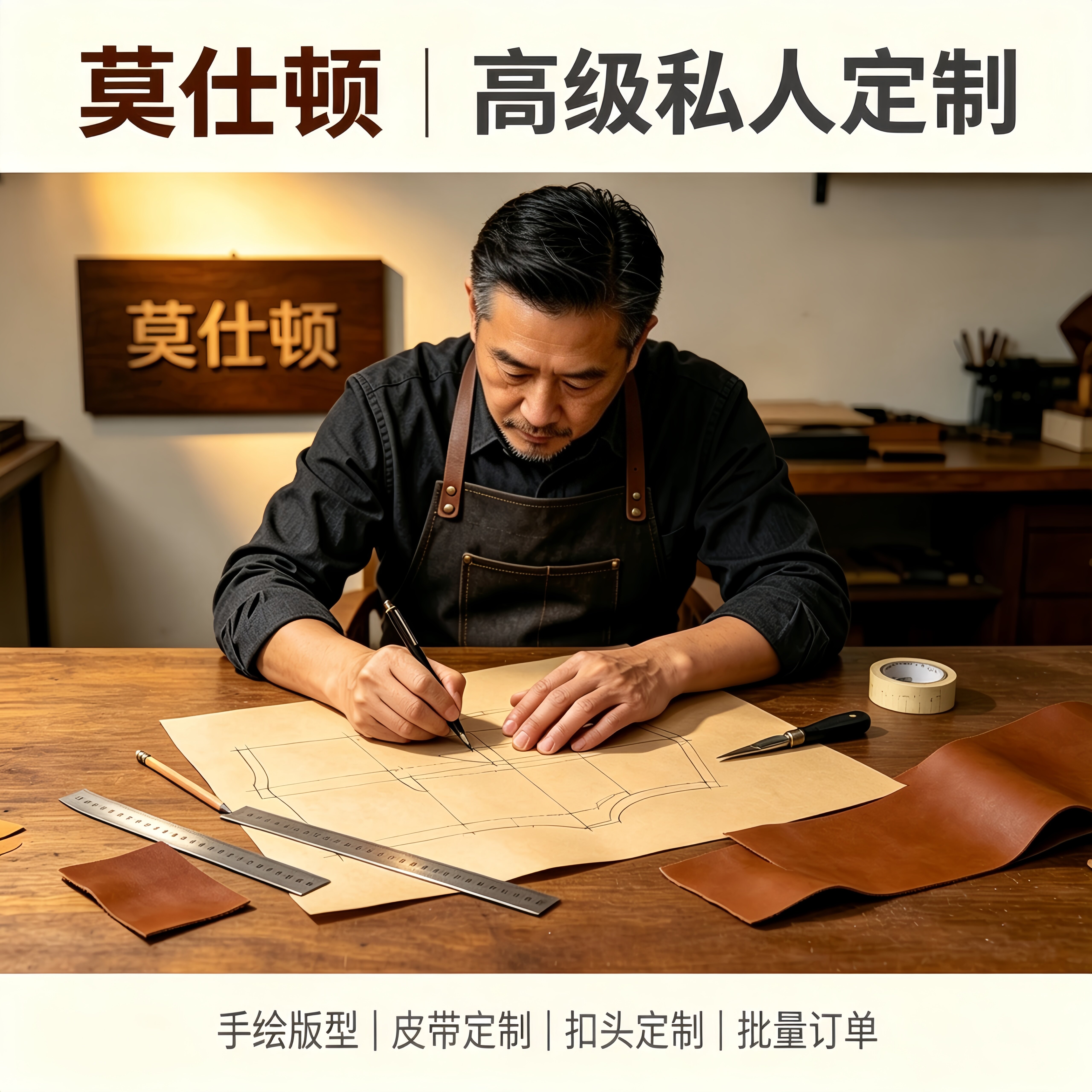 莫仕顿私人定制皮带925纯银黄金扣头送礼刻字源头工厂腰带定制