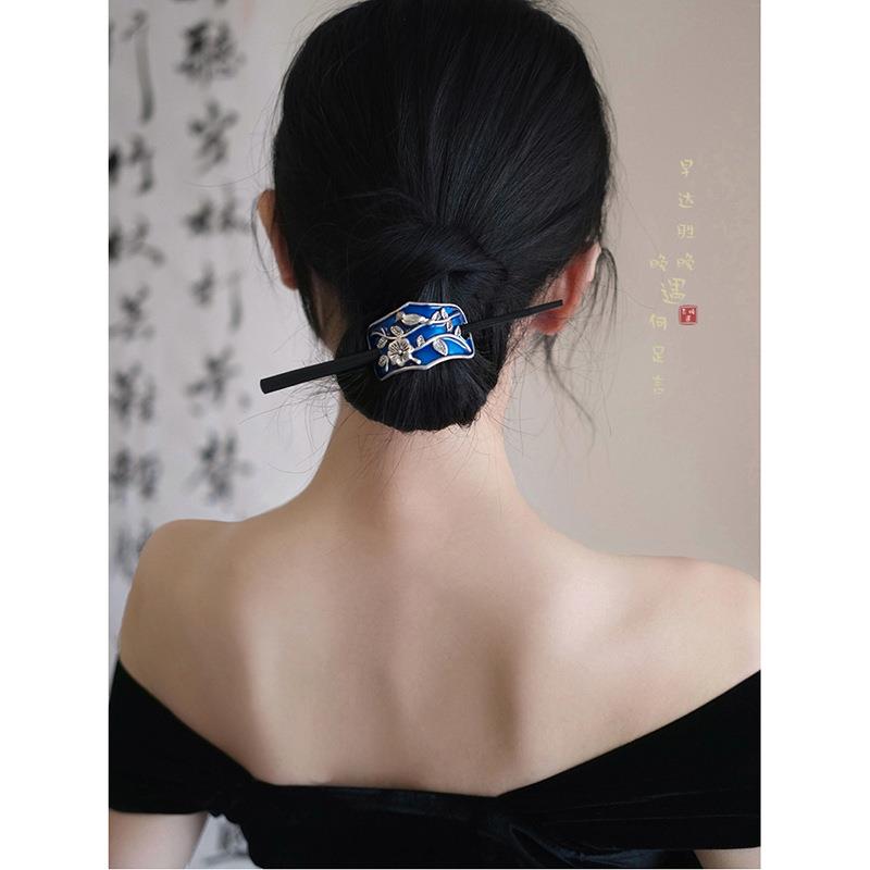 复古景泰蓝喜鹊发簪女新中式民族风国风气质盘发簪子马尾发饰图片