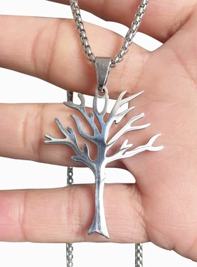 新款不锈钢生命树男士项链嘻哈风格高品质吊坠配饰