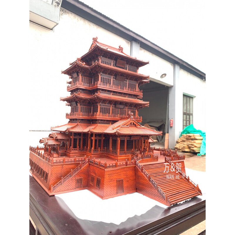 特价东阳木雕中式摆件古建筑滕王阁微缩红木侩木模型厂家直销