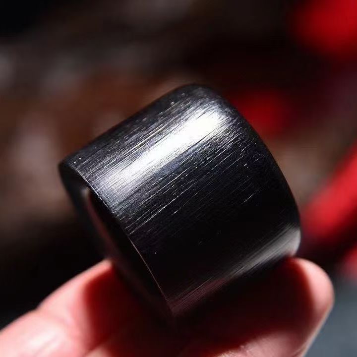 天然披毛犀扳指古玩牛角杂项老物件收藏文玩大拇指扳指男文玩摆件