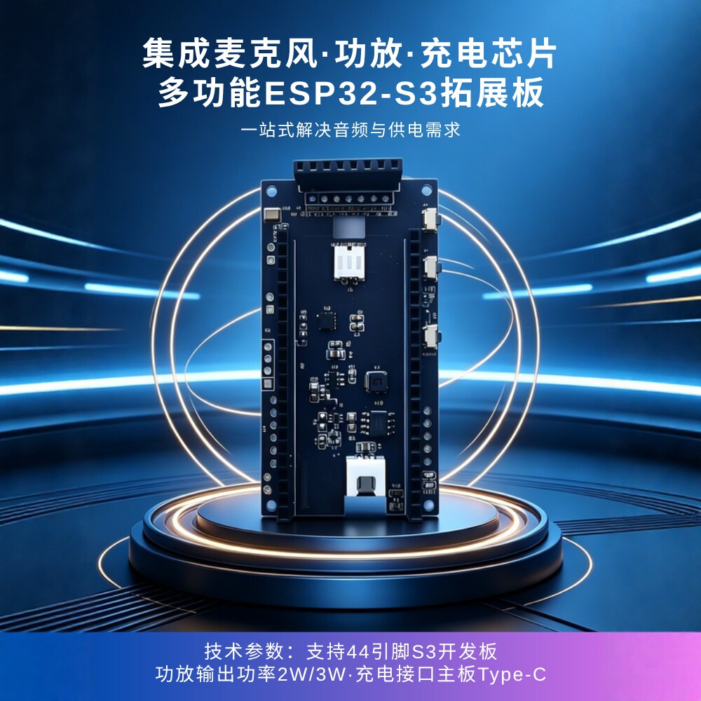 ESP32- S3虾哥小智机器人44脚集成麦克风功放充电模块壁纸扩展板