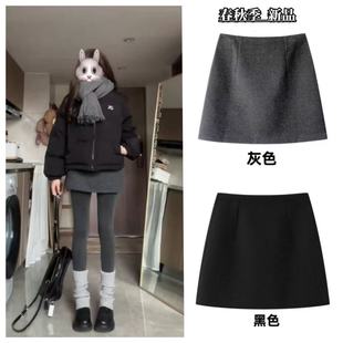 显瘦气质短裙裙子 百搭高腰防走光韩版 毛呢半身裙2025秋冬季 新款