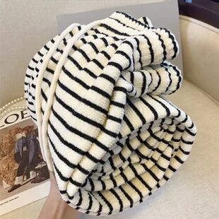 不勒肚子宽松遮肉直筒休闲加绒女士阔腿裤 条纹毛巾裤 秋冬2025新款