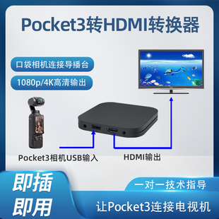 皓锐UVC转HDMI转换器USB摄像头连接直连电视机投影仪大屏显示设备视频采集支持Webcam摄像机Pocket 3用扩展坞