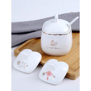 厨房辣椒餐馆调料罐盒盐罐用品标签陶瓷配件勺子家用盒盖子调味贴