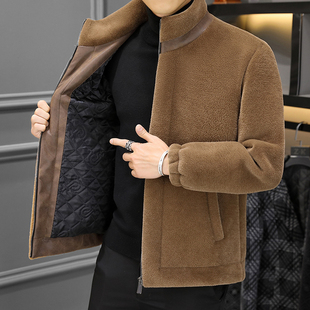 防风棉 潮流休闲 冬季 防寒保暖彷貂绒皮草外套男立领加棉加厚时尚