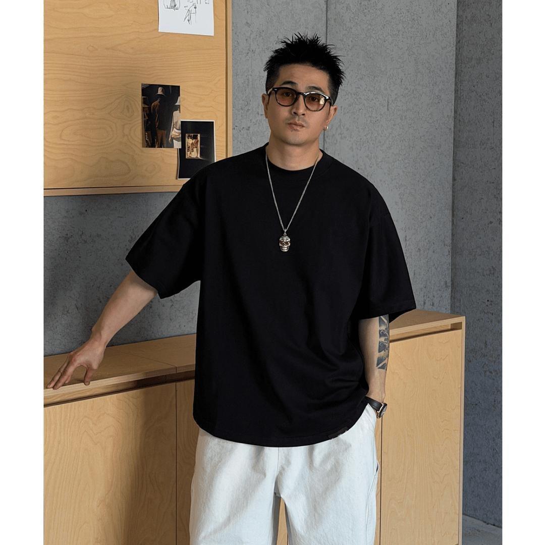 桑榆优品店2026夏季新款男女款磅蝙蝠袖T恤廓形宽松圆领潮流短袖
