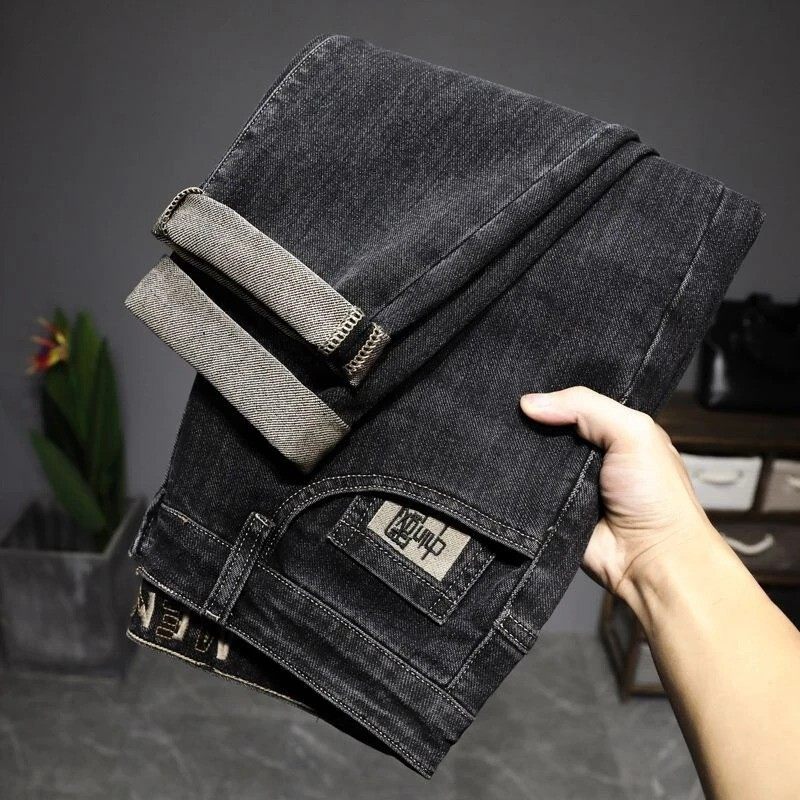 惦云精选秋冬季牛仔裤直筒男款显高显瘦修身百搭黑色男士潮流