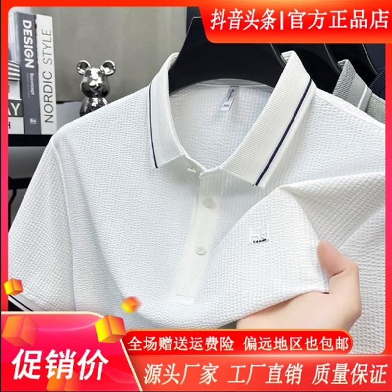 擎凌轻奢男装夏季休闲凉感透气男翻领短袖POLO衫商务冰丝T恤上衣