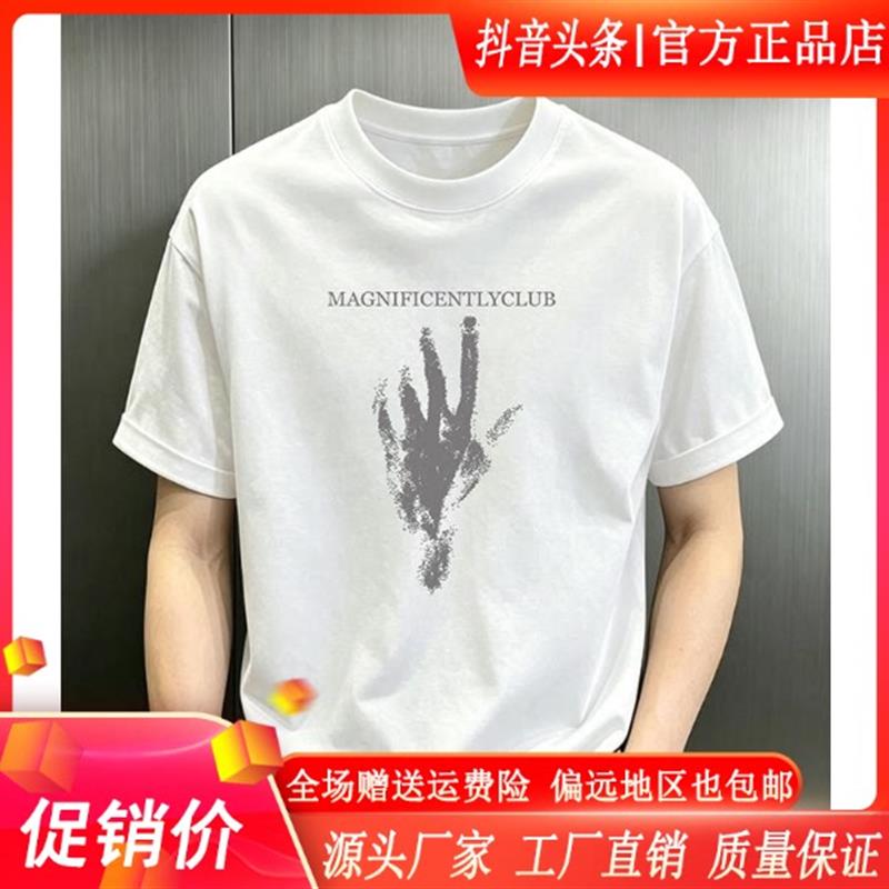 枫善服饰夏季重磅索罗纳印花短袖圆领T恤时尚百搭潮牌上衣半袖男T