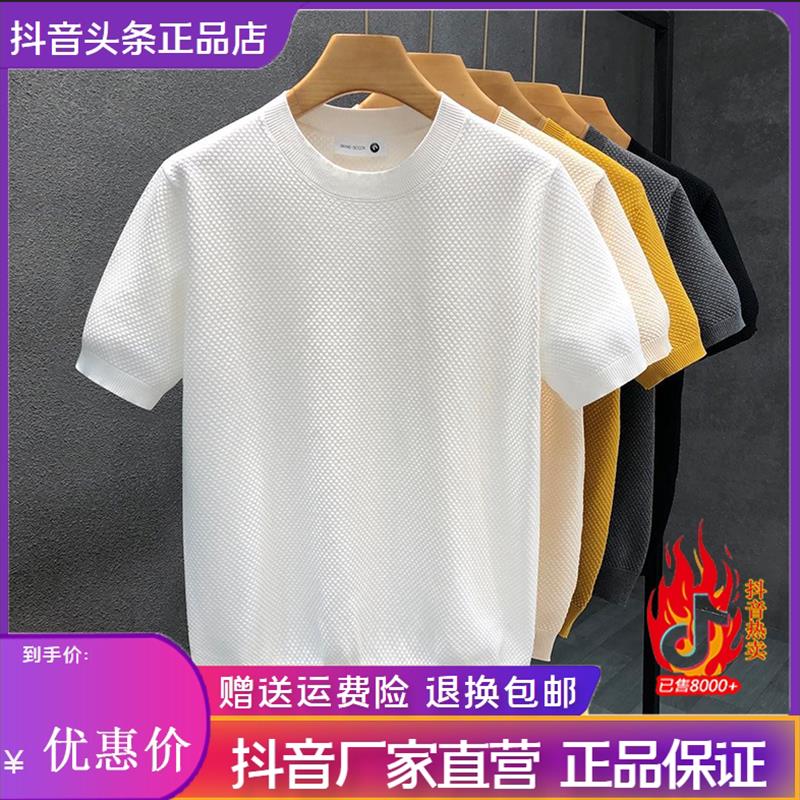 缘盈轻奢轻奢舒适极简轻奢针织t恤男潮牌薄款短袖毛衣2026打底衫